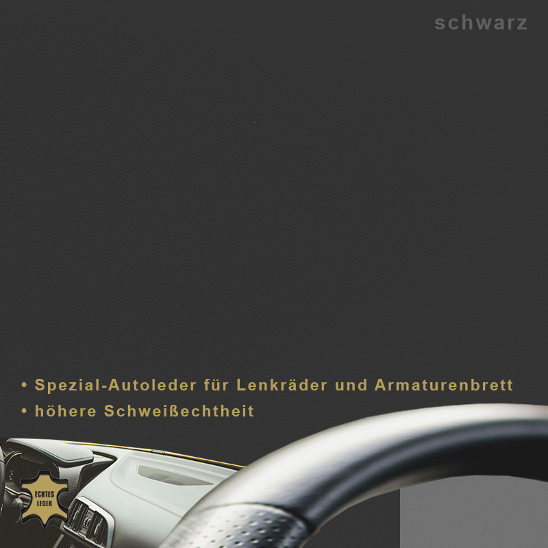 Lenkrad- & Armaturenbrettleder Nappa Schwarzes Nappaleder für Lenkräder und Armaturenbretter, weich und strapazierfähig.