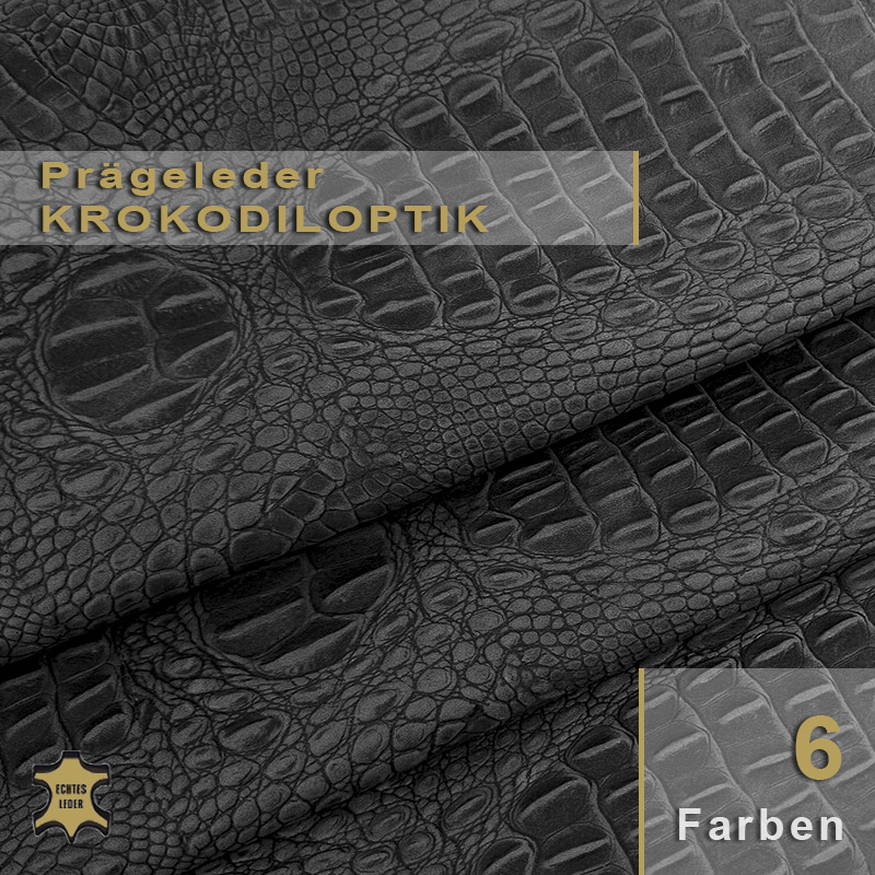 Krokodil-Prägung – Exklusives Nappaleder für Luxus-Akzente. Edles Nappaleder in täuschend echter Krokodil-Prägung für modische Accessoires und luxuriöse Akzente im Wohnbereich.