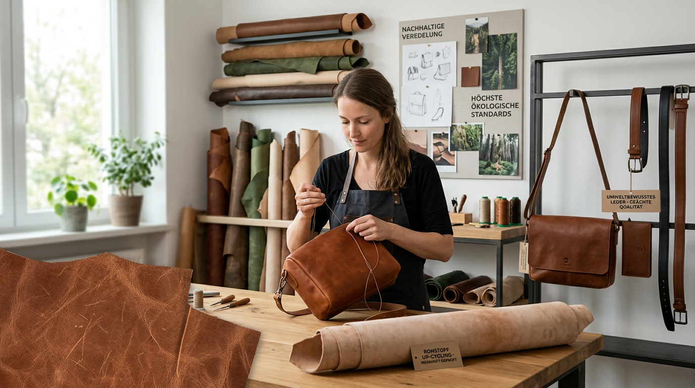 Nachhaltigkeit durch Handarbeit: Warum handgenähtes Leder in Österreich die umweltbewusste Wahl für Design-Fans ist. Handgenähte Tasche aus nachhaltigem Leder: Traditionelles Handwerk trifft moderne Öko-Standards in Österreich.
