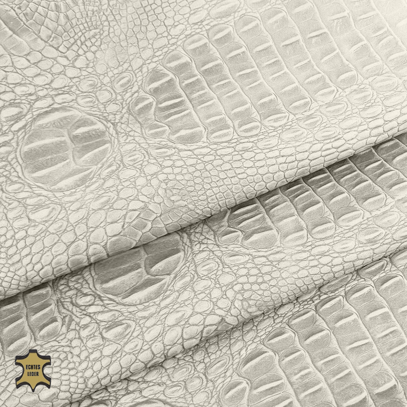  Echtes Leder Krokodiloptik | Nappaleder offwhite cream