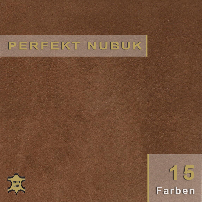 Perfekt Nubukleder – Höchste Präzision für eine feine Haptik. Feinstgeschliffenes Perfekt Nubukleder für exzellente Griffigkeit und edle Oberflächen bei exklusiven Tapezierarbeiten und Lederwaren.