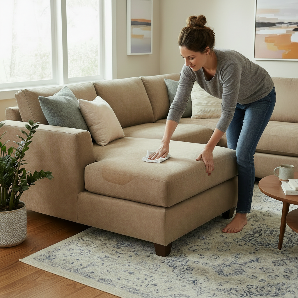 Rauleder Vorher – Abgenutztes Nubukleder mit glänzenden Stellen. Verklebtes und speckiges Rauleder vor der Reinigung und Aufrauung mit dem KERALUX Set N.