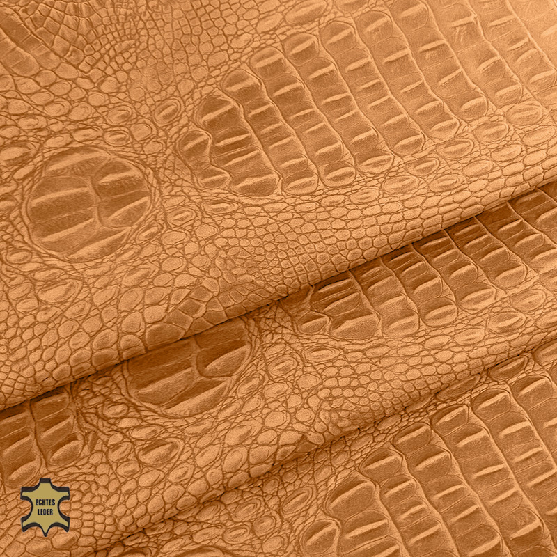  Echtes Leder Krokodiloptik | Nappaleder fine brown