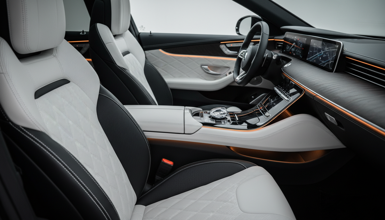 Bicolor Autointerior Exklusives Autointerior in Bicolor, schwarz-weiß.