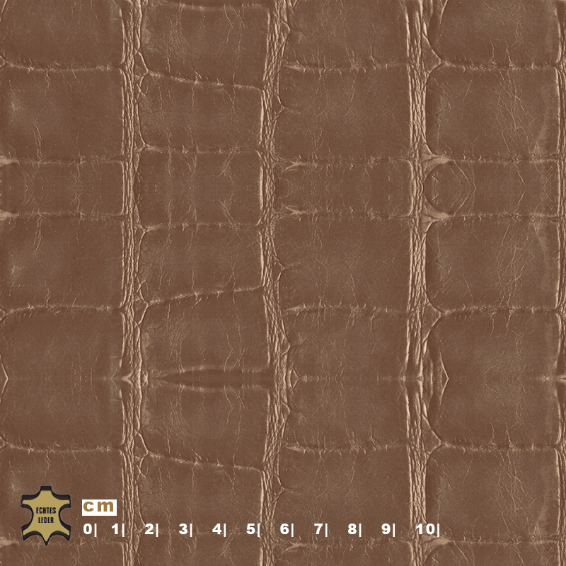 Design-Leder | Krokodiloptik (Lederprägung Kroko Elegant Two) sepia