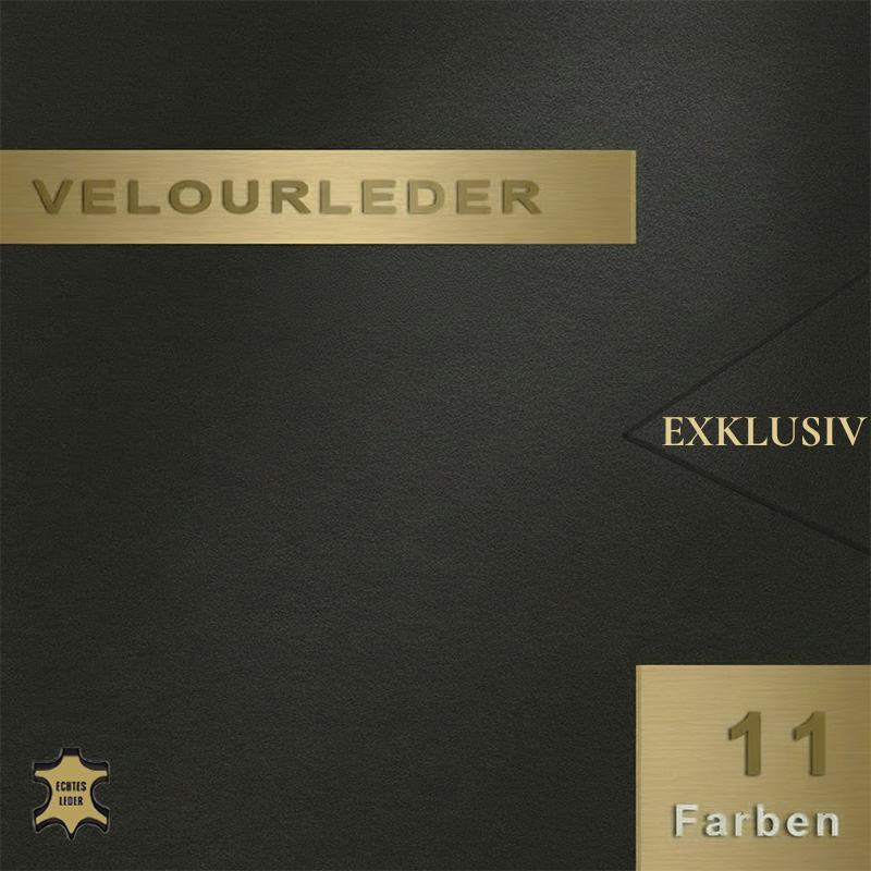 Velourleder EXKLUSIV – Edles Rauleder für feine Designs. Premium Velourleder EXKLUSIV mit feinsamtigem Flor für hochwertige Maßarbeit und exklusive Design-Objekte aus Rauleder.