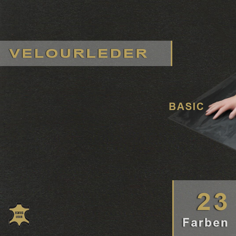 Velourleder BASIC – Echtes Rauleder für vielseitiges Handwerk. Echtes Velourleder BASIC als preiswertes Rauleder für Bastelarbeiten, Bekleidung und einfache Polsteranwendungen im Handwerk.